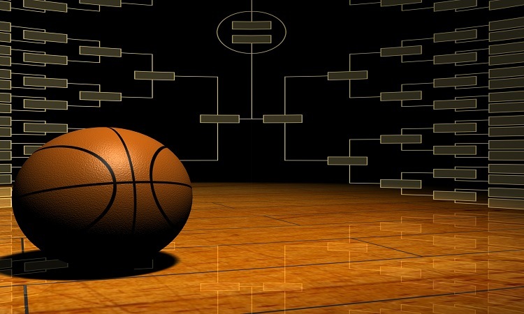 basketball with march madness bracket
