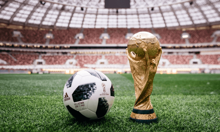 fifa world cup trophy on field